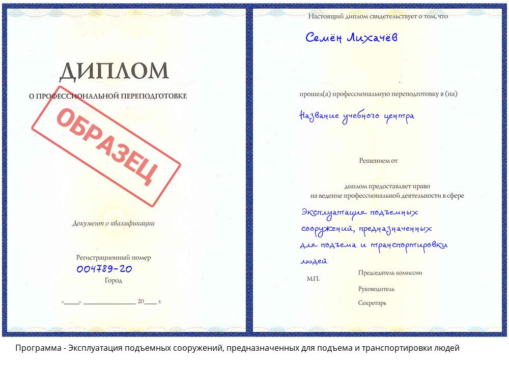 Эксплуатация подъемных сооружений, предназначенных для подъема и транспортировки людей Кропоткин