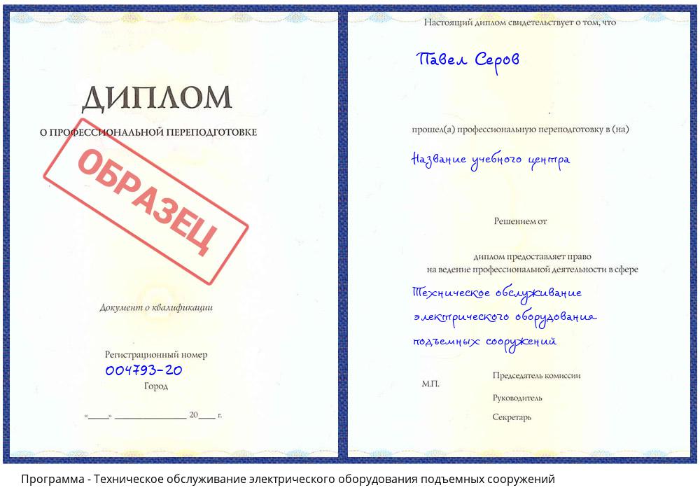 Техническое обслуживание электрического оборудования подъемных сооружений Кропоткин