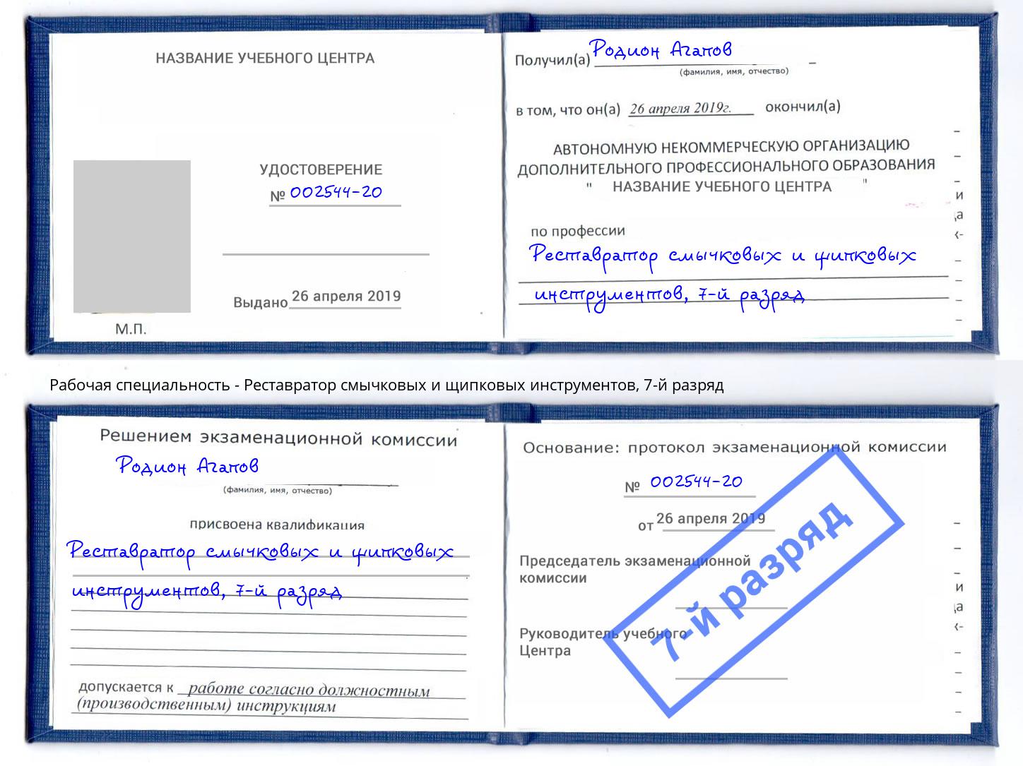 корочка 7-й разряд Реставратор смычковых и щипковых инструментов Кропоткин