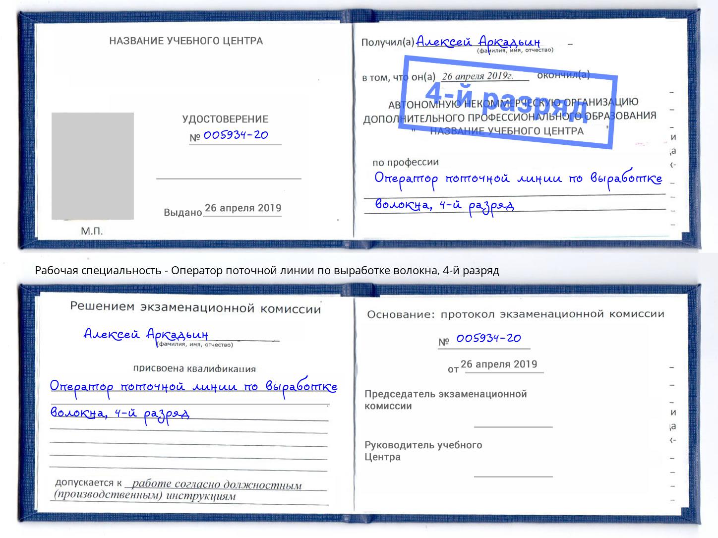 корочка 4-й разряд Оператор поточной линии по выработке волокна Кропоткин